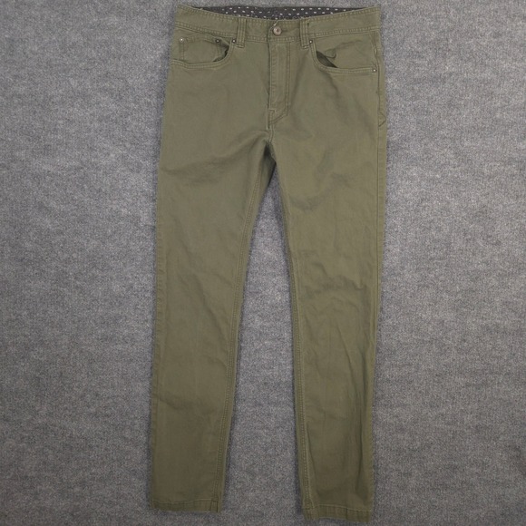 PrAna Tuscon Pants 32X33* Olive Green Slim Fit Stretch Canvas 5 Pocket Outdoor - Picture 1 of 12